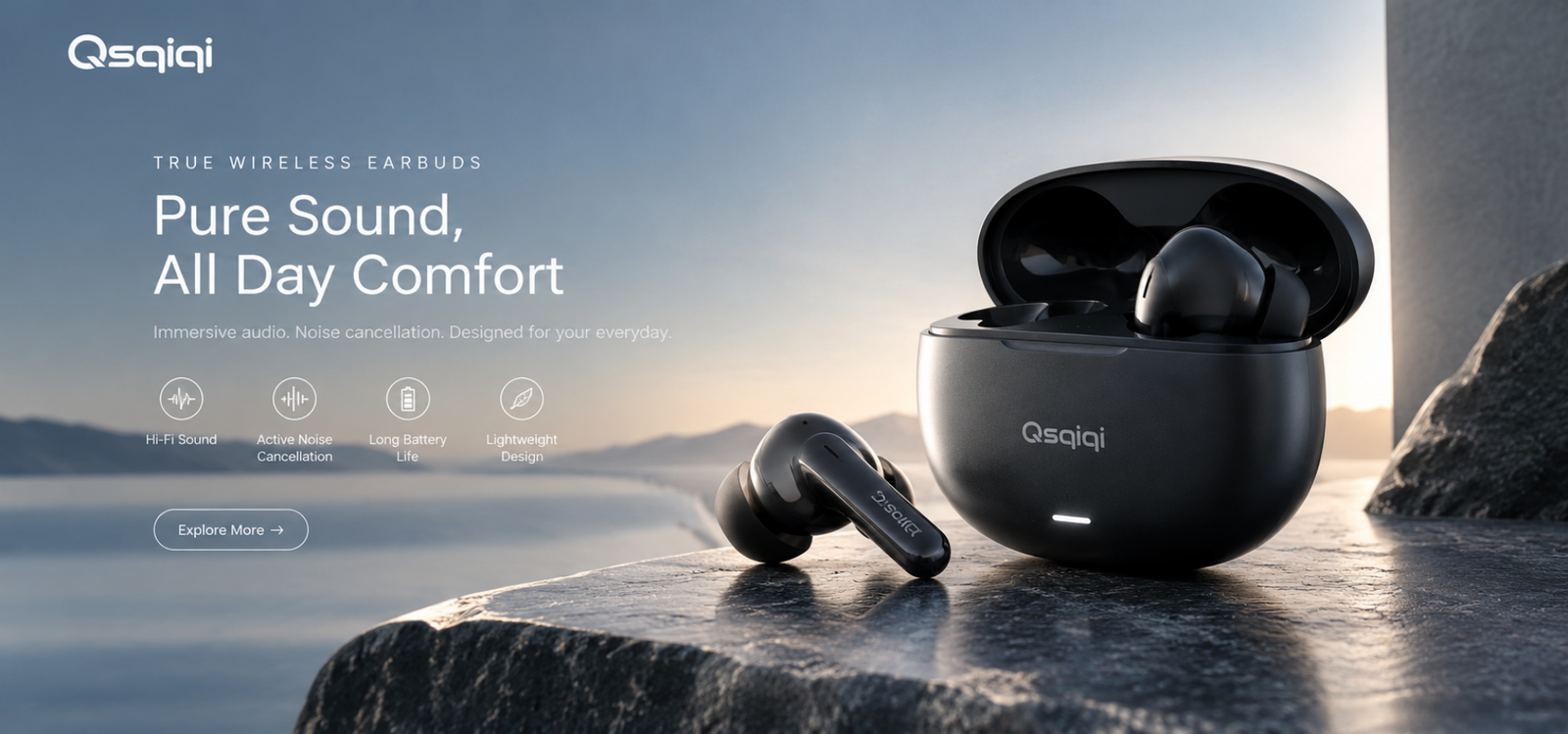 Qsqiqi wireless earbuds campaign: pure sound and all-day comfort